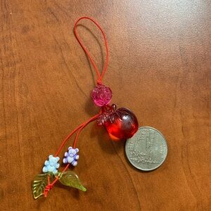 Red Apple Charm with Floral Accents